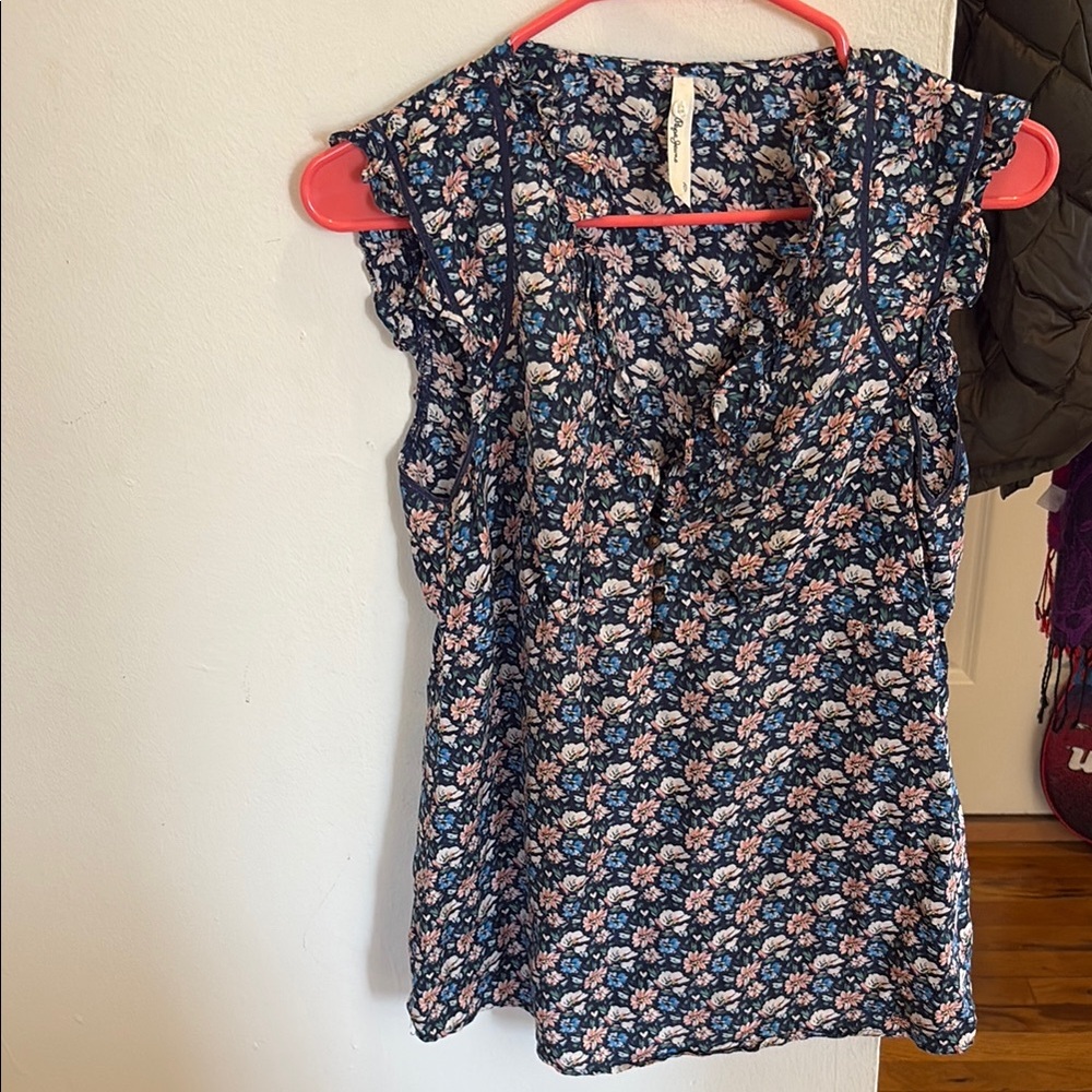 Pepe silk floral Sleeveless Top - Blue and Pink